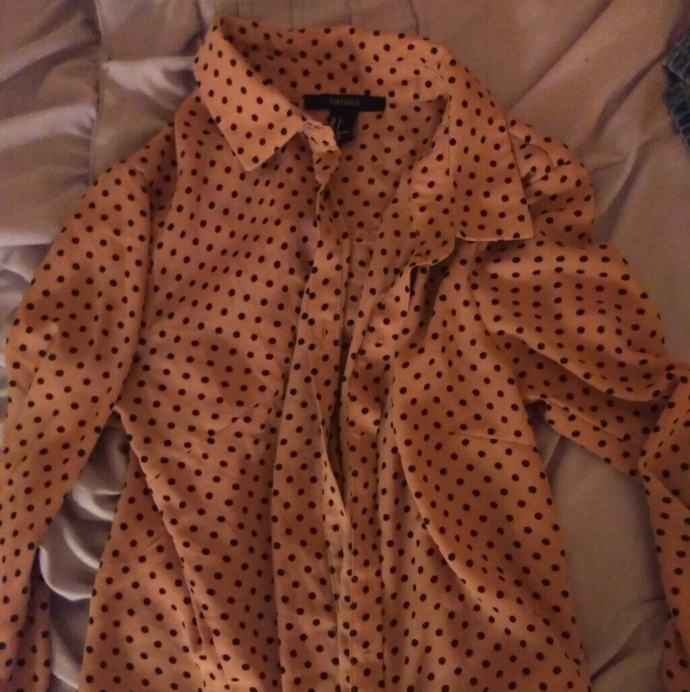 button up polka dot blouse
